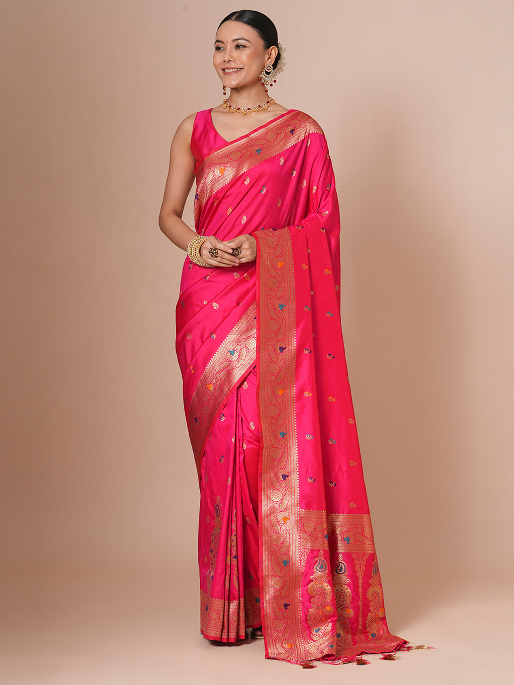 silk blend pink woven design designer saree with blouse piece 29pakhi2904