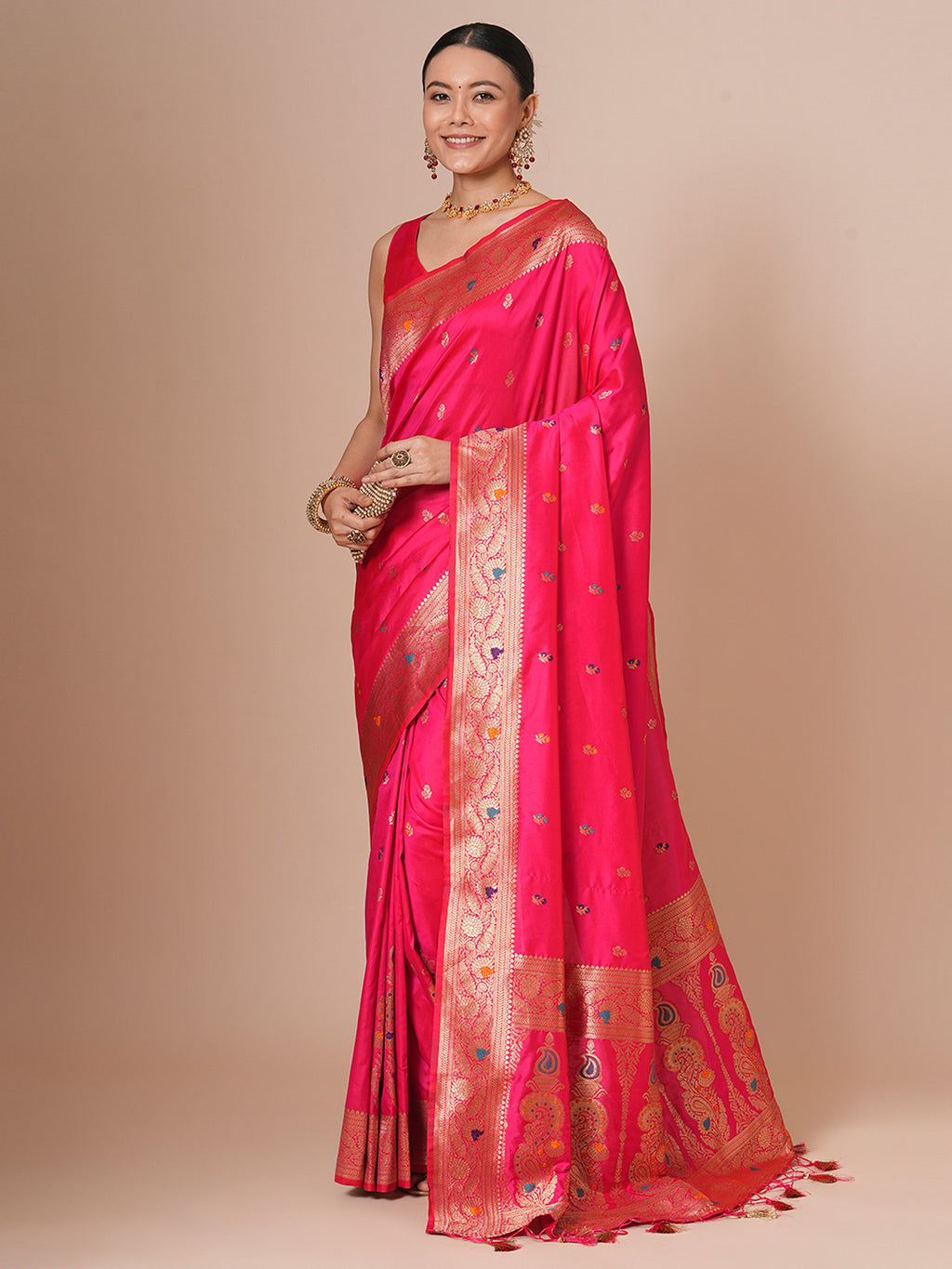 silk blend pink woven design designer saree with blouse piece 29pakhi2904