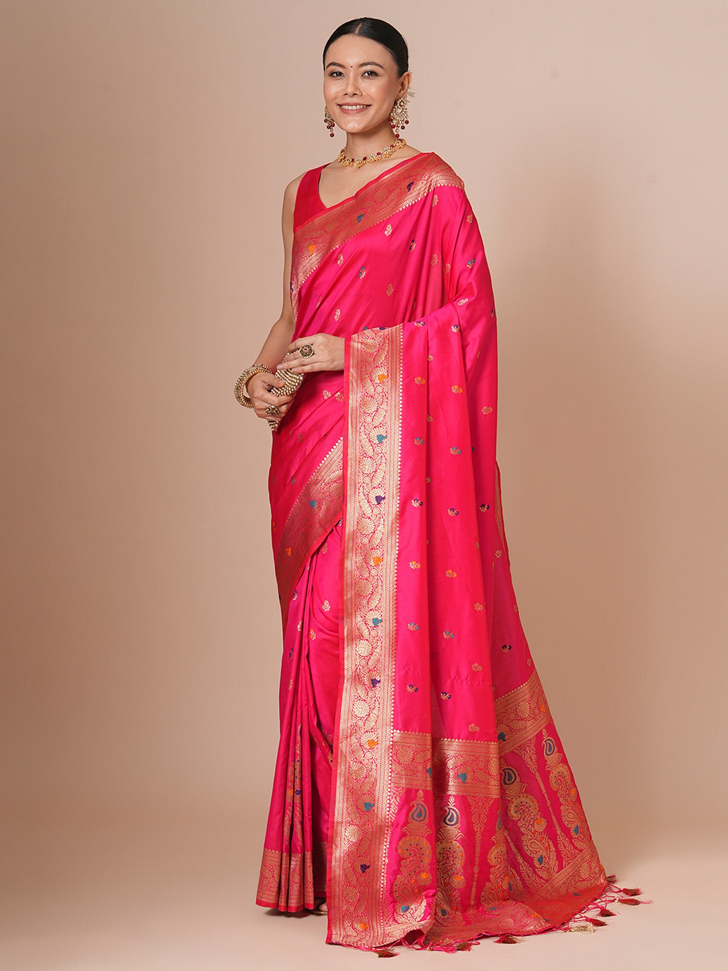 silk blend pink woven design designer saree with blouse piece 29pakhi2904