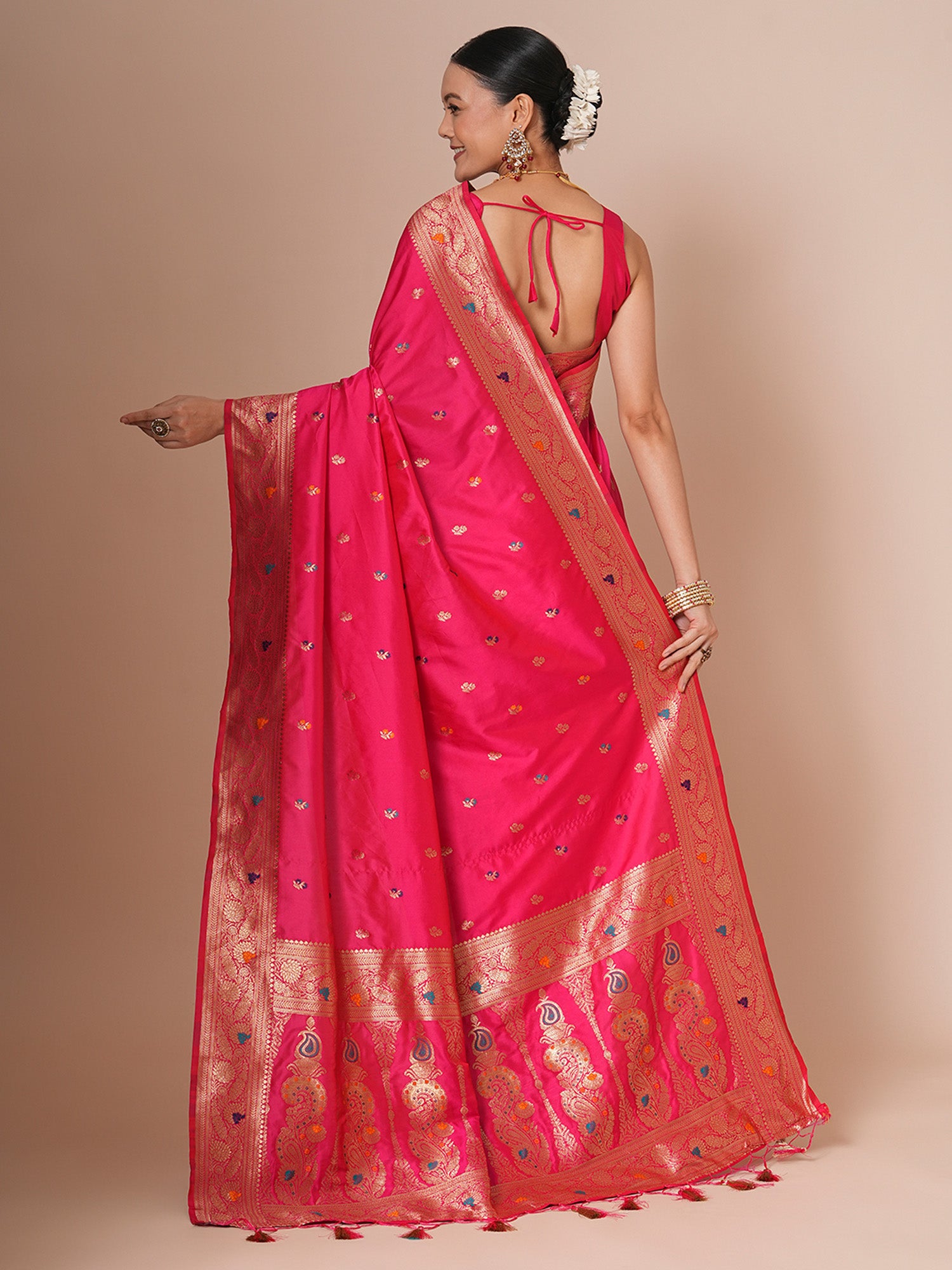 silk blend pink woven design designer saree with blouse piece 29pakhi2904