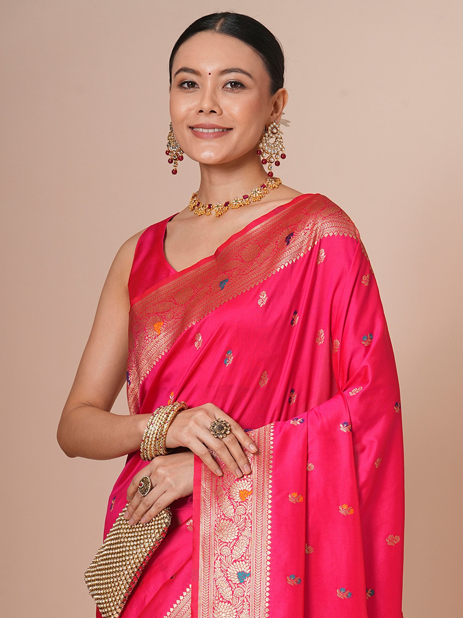 silk blend pink woven design designer saree with blouse piece 29pakhi2904