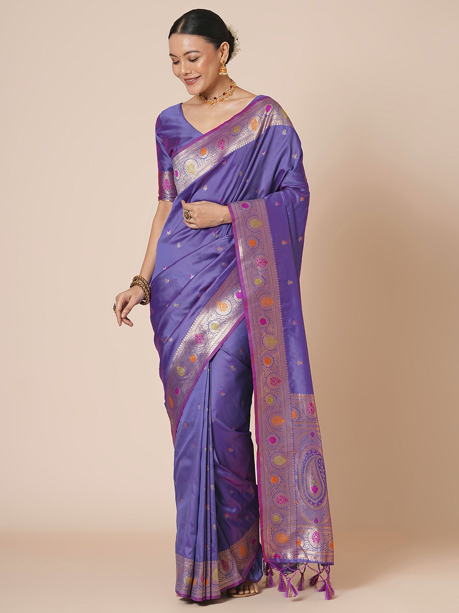silk blend lavender woven design designer saree with blouse piece 29pakhi2905