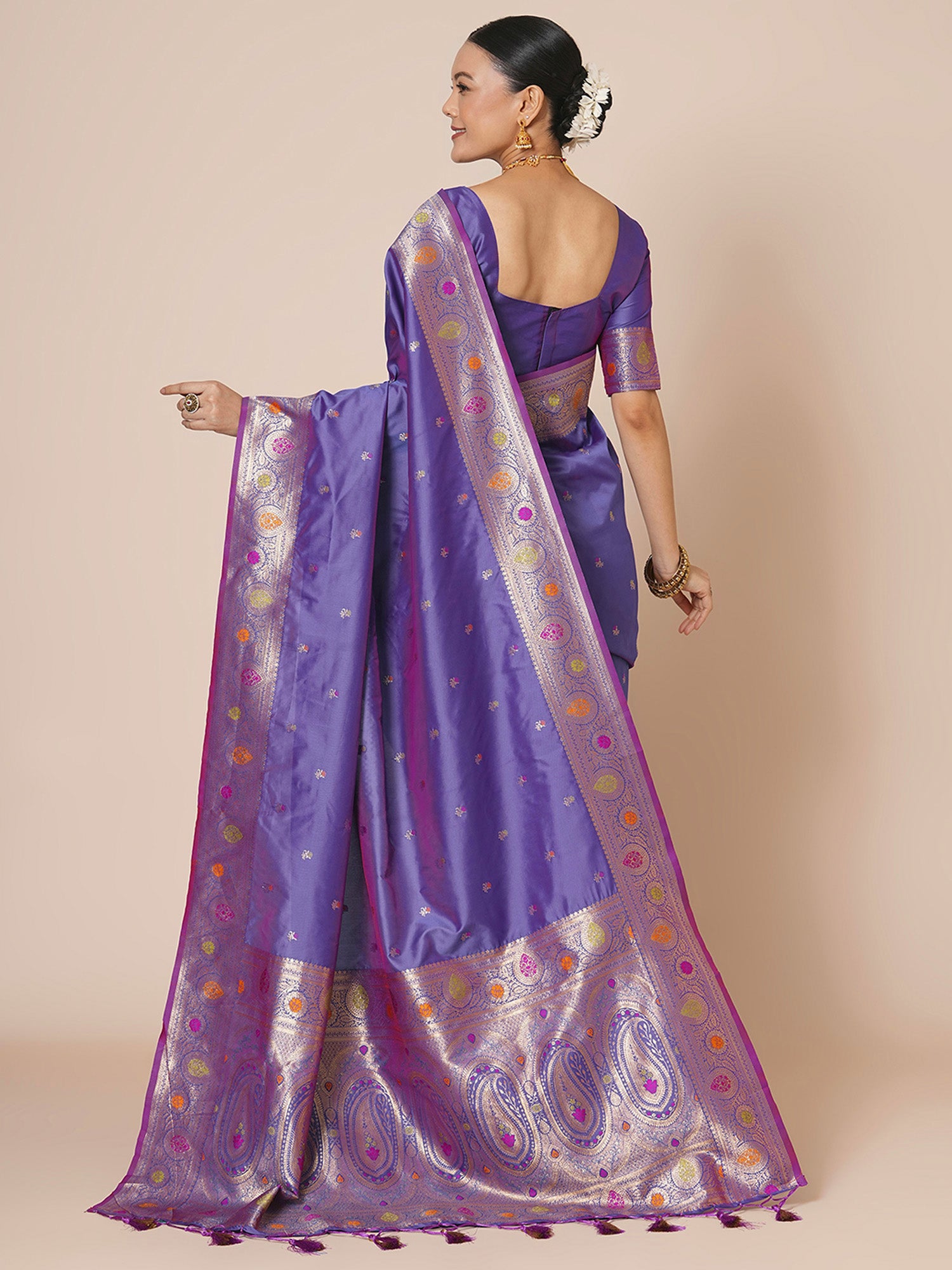 silk blend lavender woven design designer saree with blouse piece 29pakhi2905