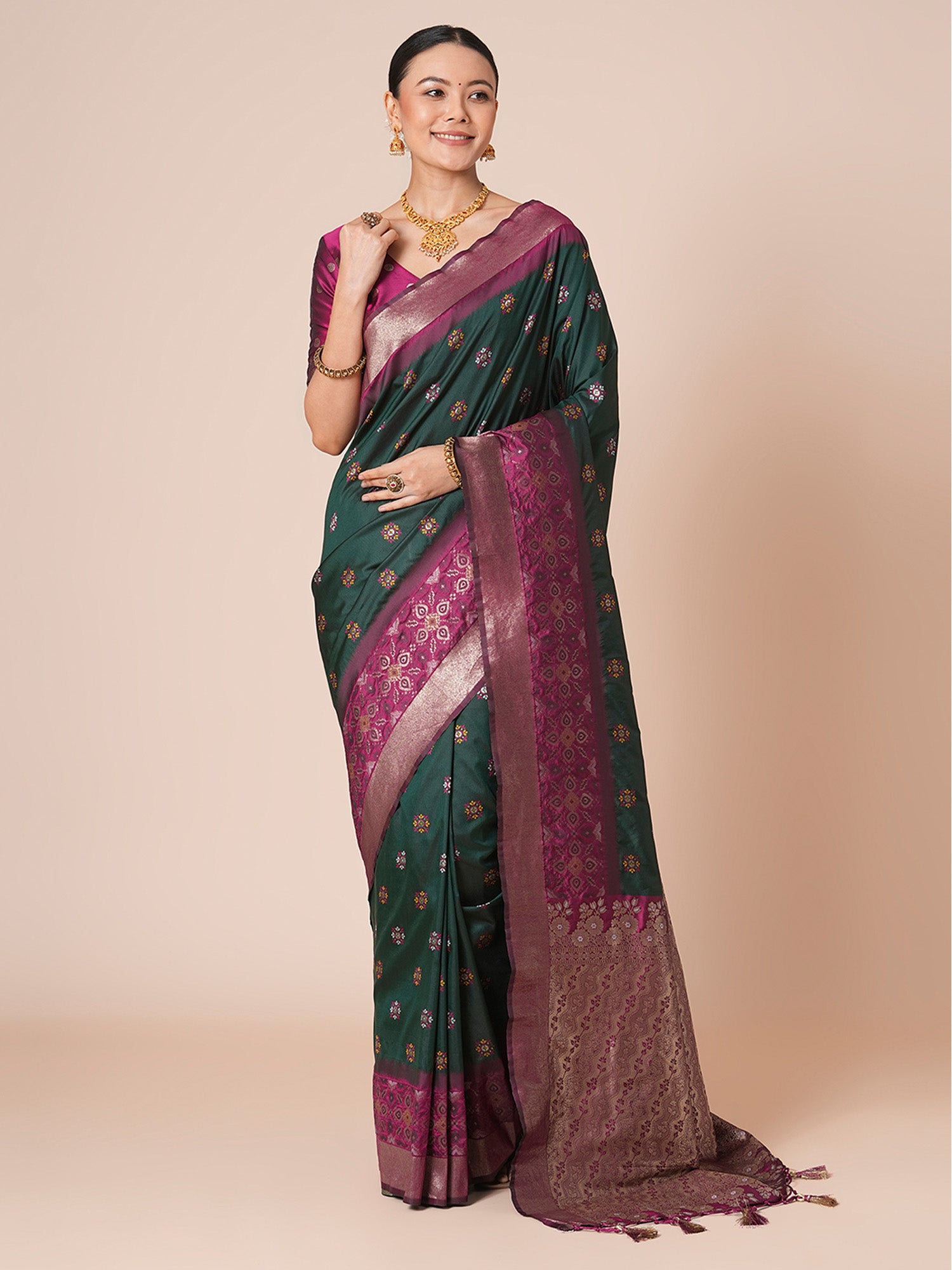 silk blend green woven design designer saree with blouse piece 29pakhi2906