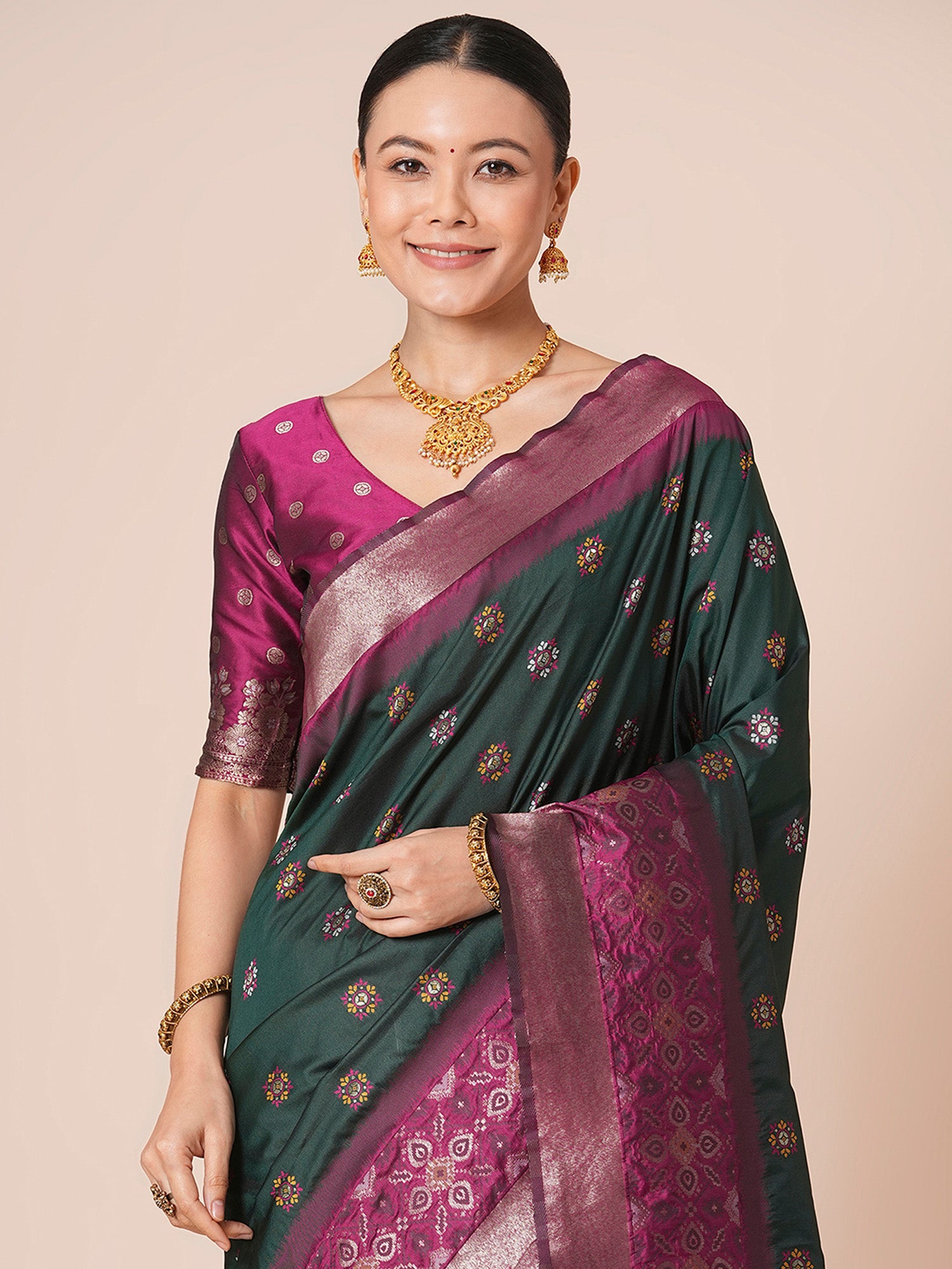 silk blend green woven design designer saree with blouse piece 29pakhi2906