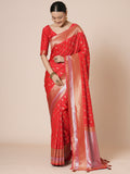 silk blend red woven design designer saree with blouse piece 29pakhi2910