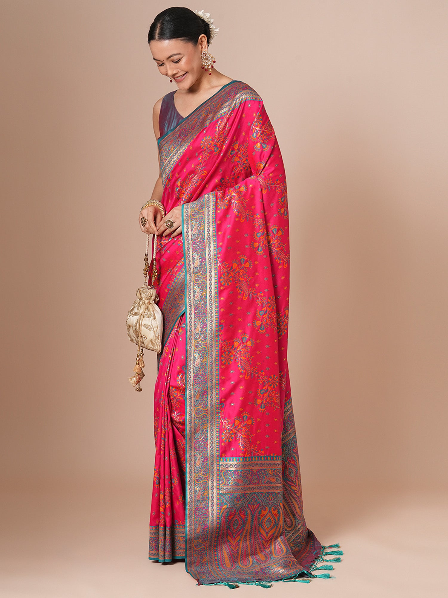 silk blend pink woven design designer saree with blouse piece 29pakhi2911