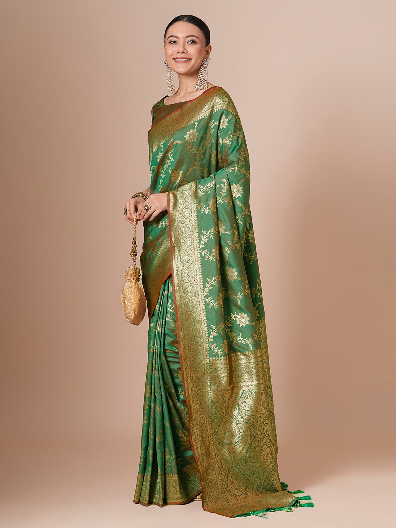 silk blend light green woven design designer saree with blouse piece 29pakhi2913