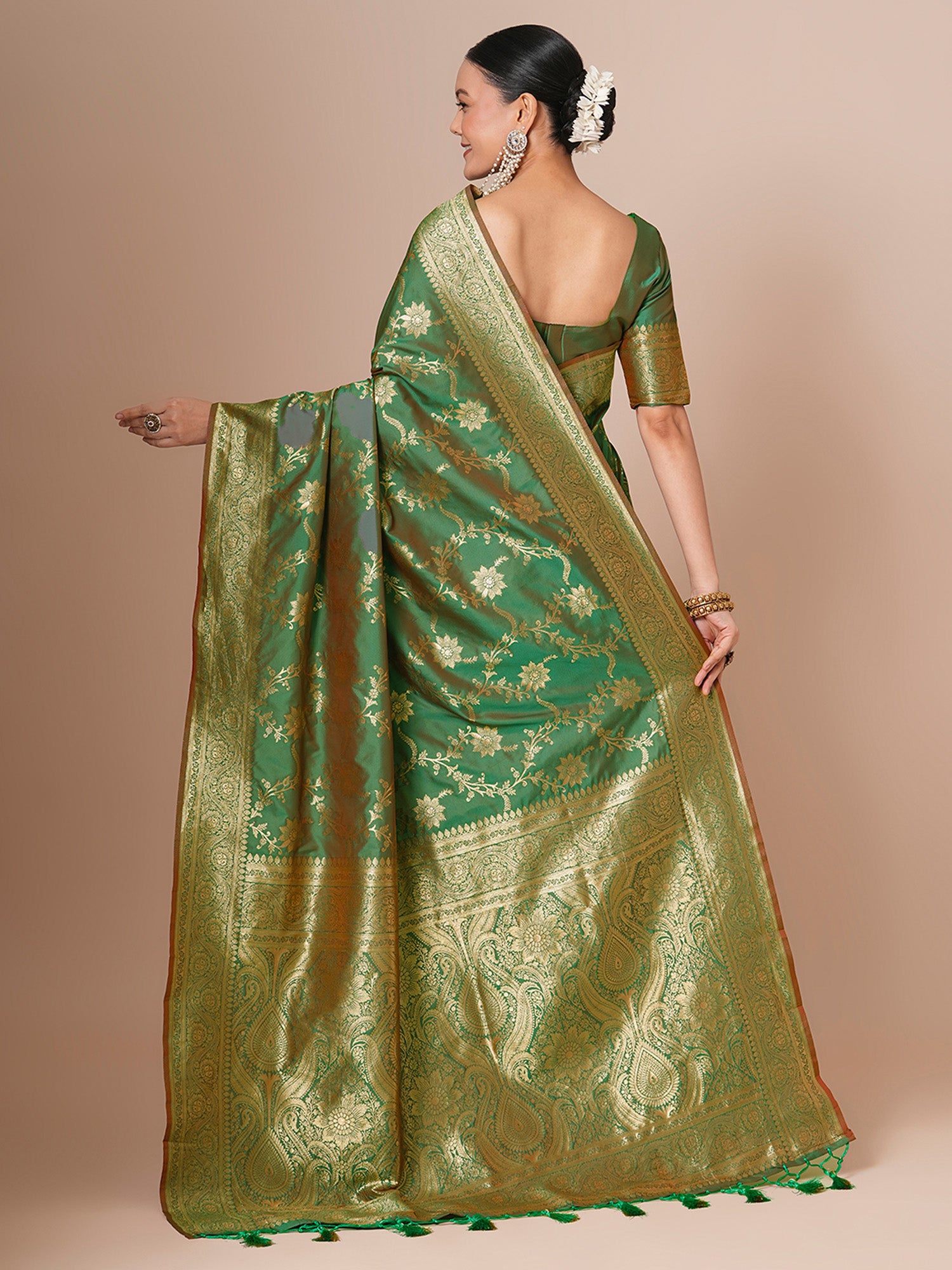 silk blend light green woven design designer saree with blouse piece 29pakhi2913
