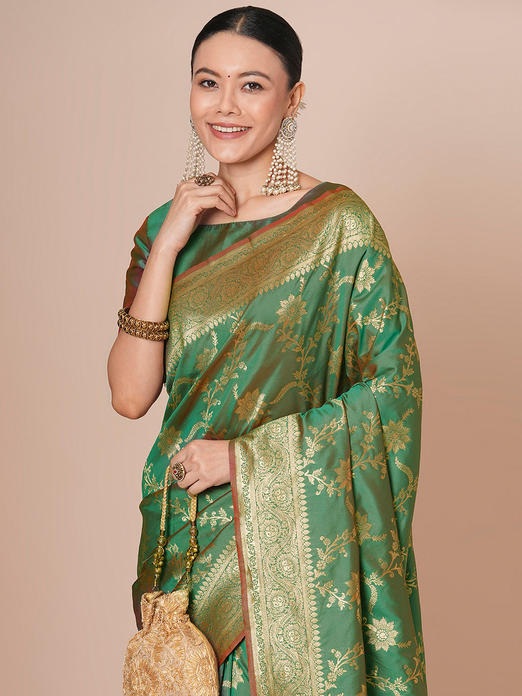 silk blend light green woven design designer saree with blouse piece 29pakhi2913