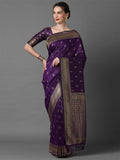 silk blend purple wovendesign designer saree with blouse piece 2pakhi4103a