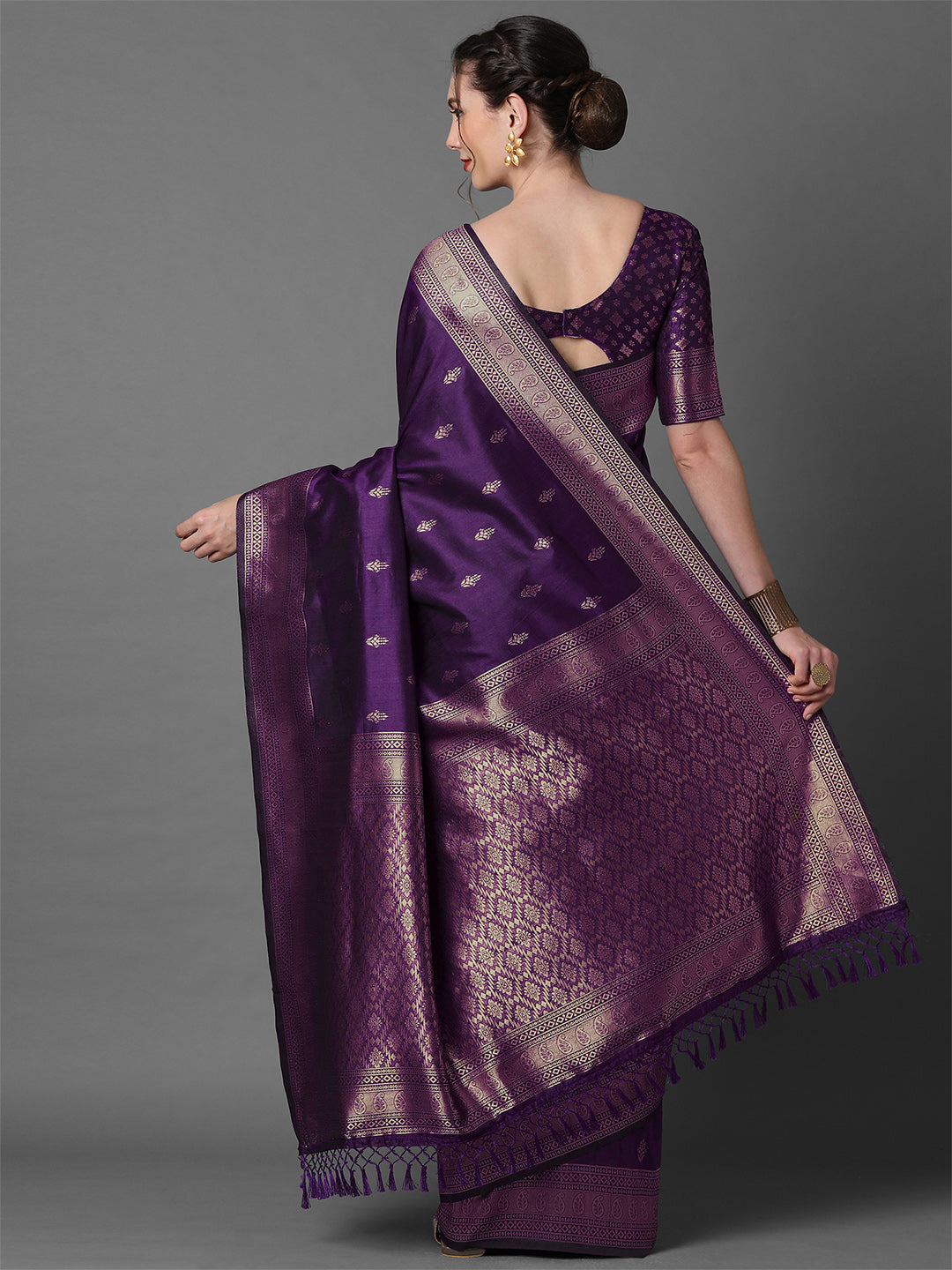 silk blend purple wovendesign designer saree with blouse piece 2pakhi4103a