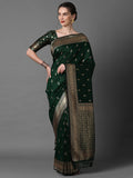 silk blend green wovendesign designer saree with blouse piece 2pakhi4103c