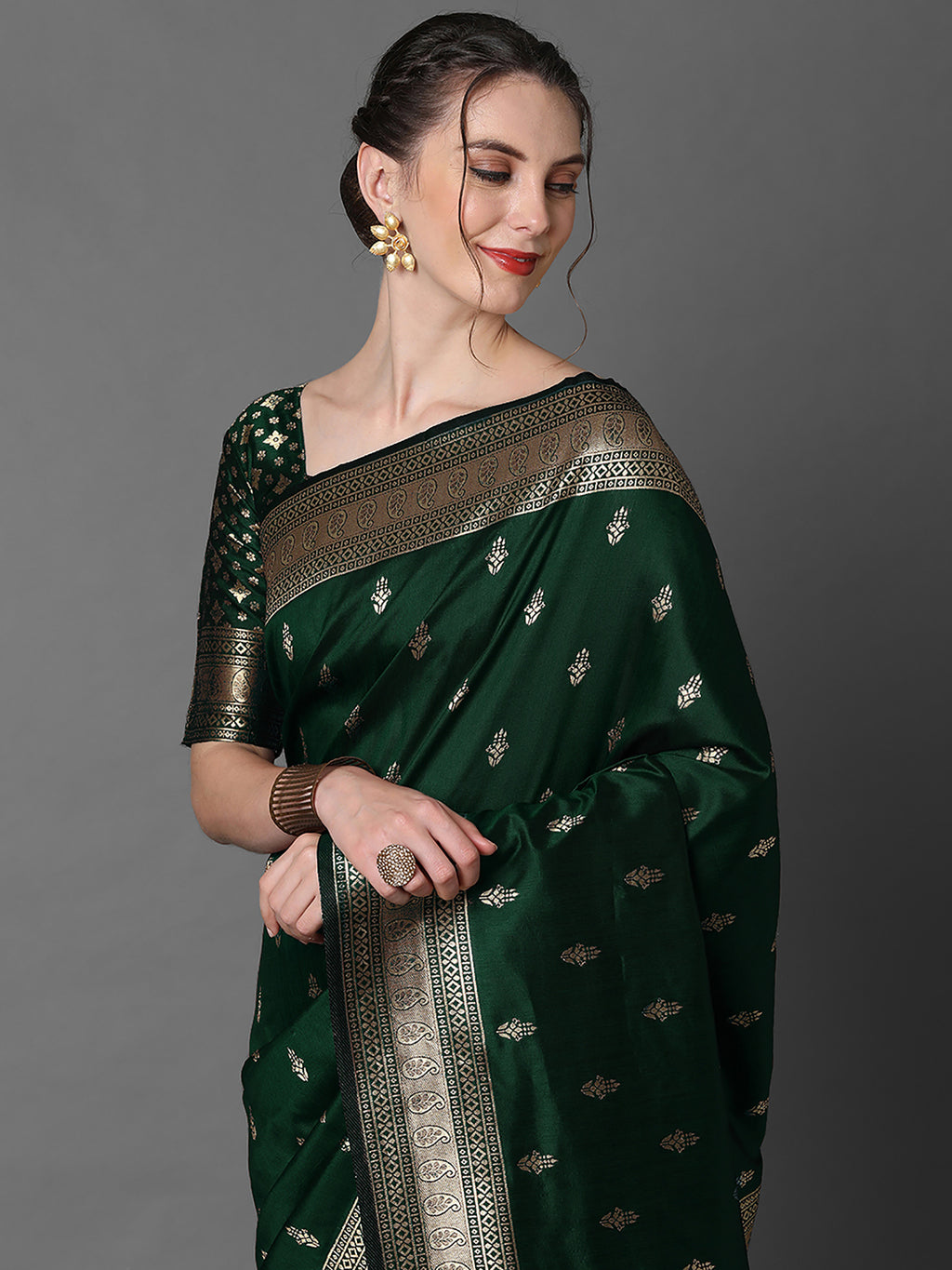 silk blend green wovendesign designer saree with blouse piece 2pakhi4103c