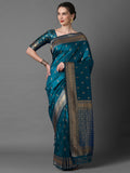 silk blend blue wovendesign designer saree with blouse piece 2pakhi4103d