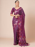 silk blend magenta woven design designer saree with blouse piece 31pakhi3101