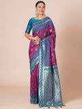 silk blend magenta woven design designer saree with blouse piece 31pakhi3103