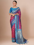 silk blend magenta woven design designer saree with blouse piece 31pakhi3105