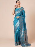 silk blend blue woven design designer saree with blouse piece 31pakhi3106