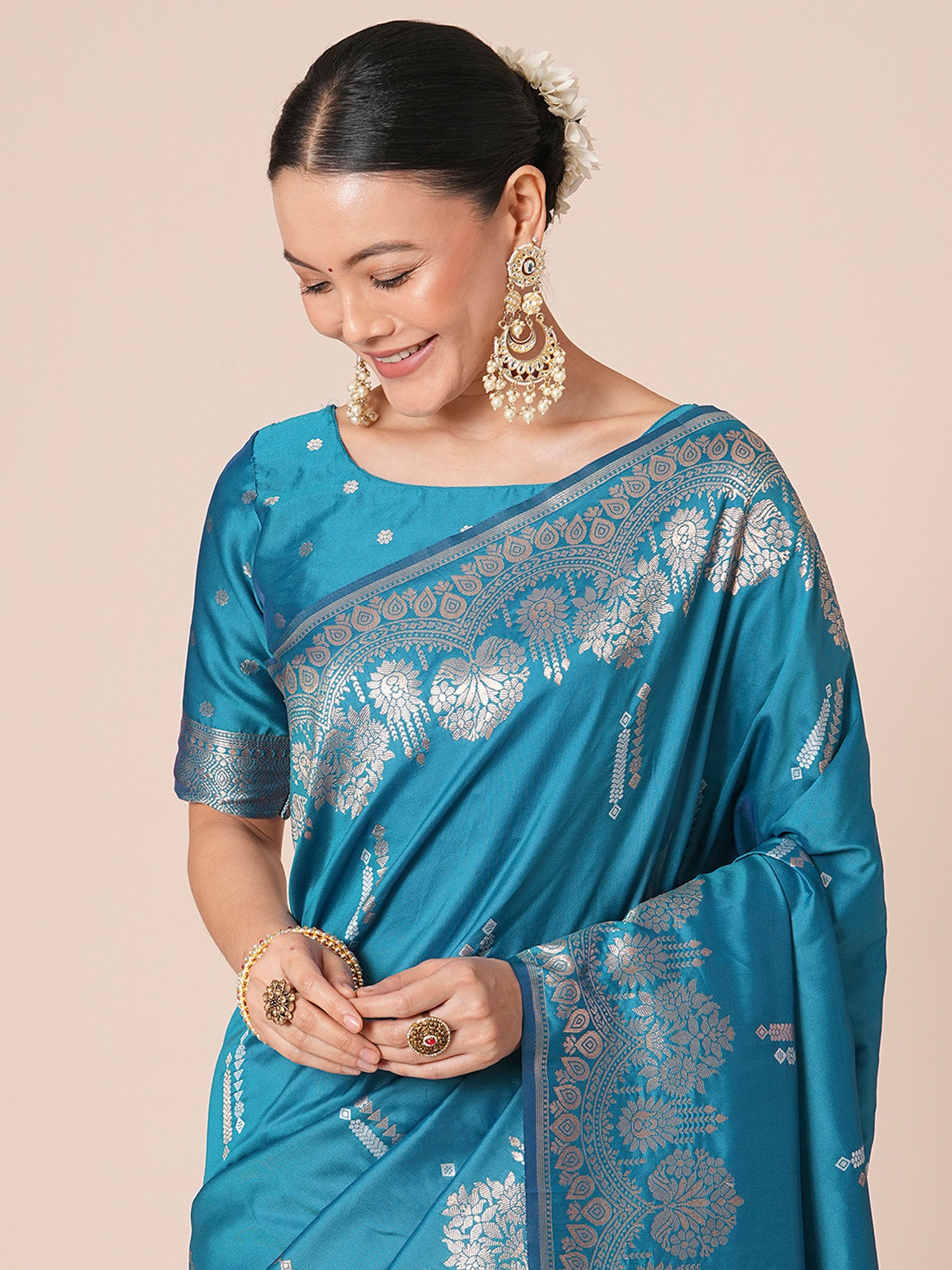 silk blend blue woven design designer saree with blouse piece 31pakhi3106