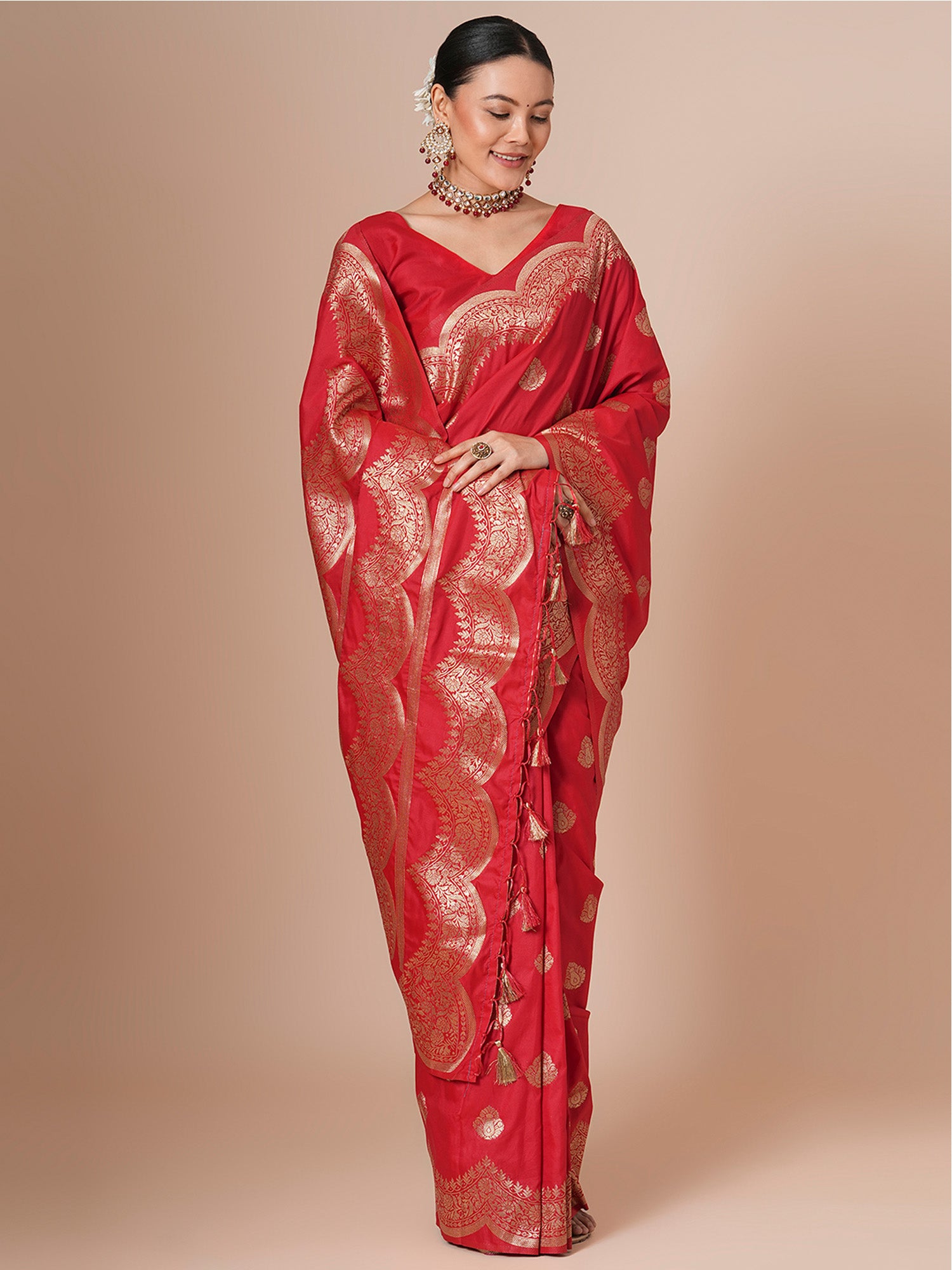 silk blend red woven design designer saree with blouse piece 31pakhi3107