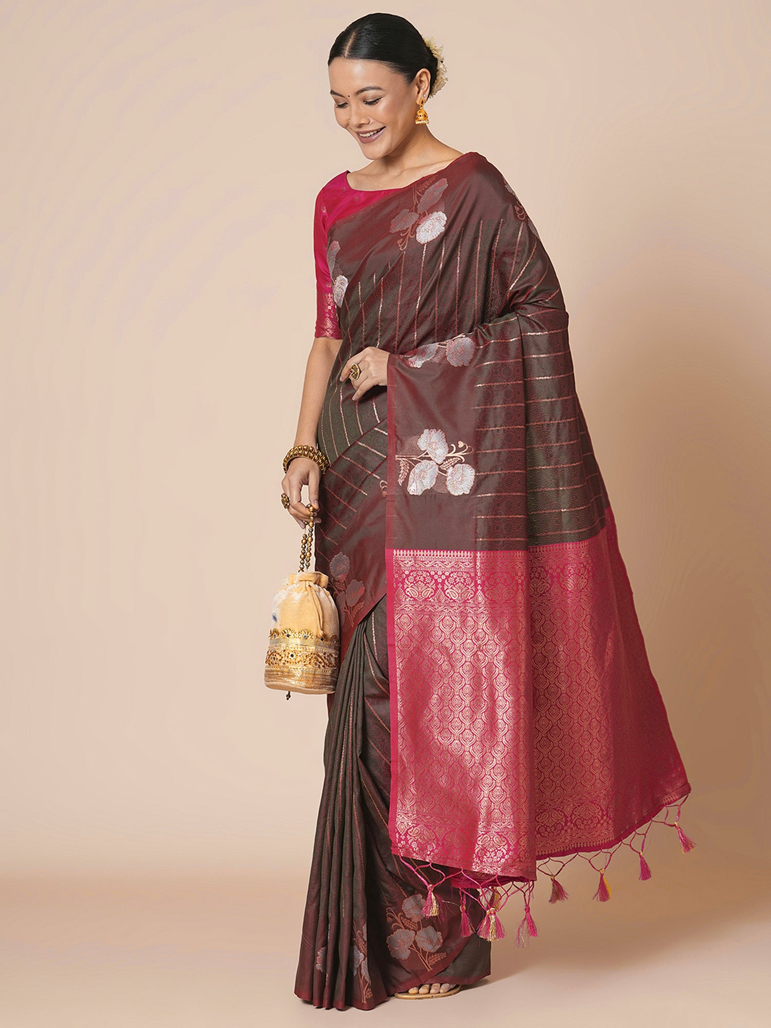 silk blend burgundy woven design designer saree with blouse piece 31pakhi3112