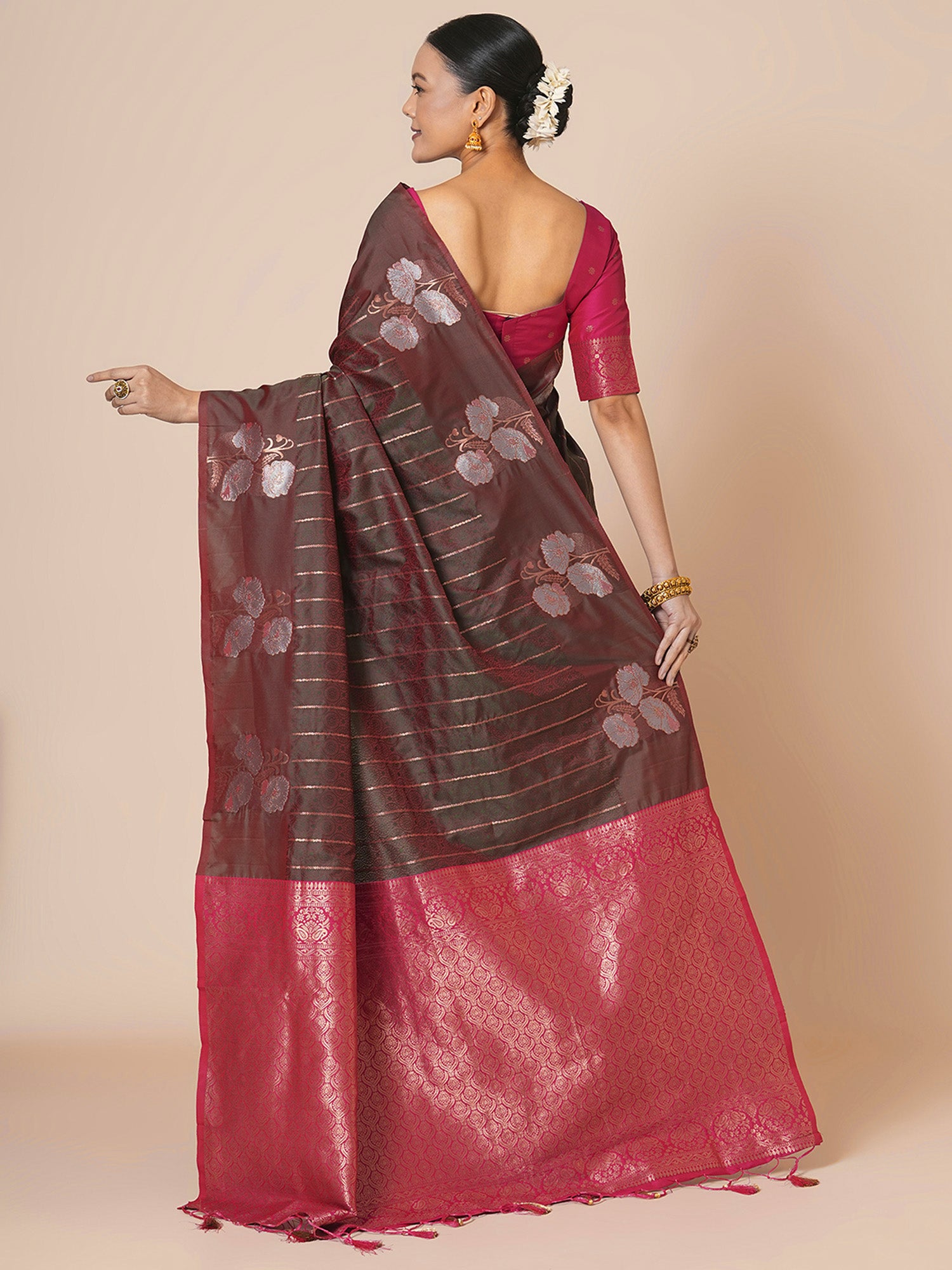 silk blend burgundy woven design designer saree with blouse piece 31pakhi3112