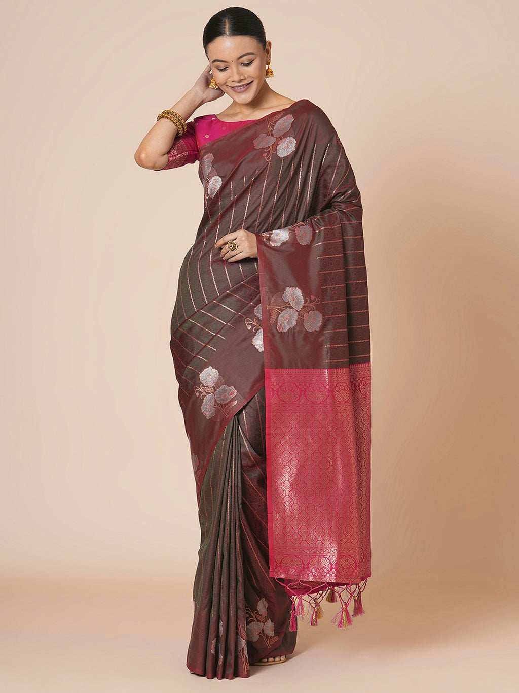 silk blend burgundy woven design designer saree with blouse piece 31pakhi3112