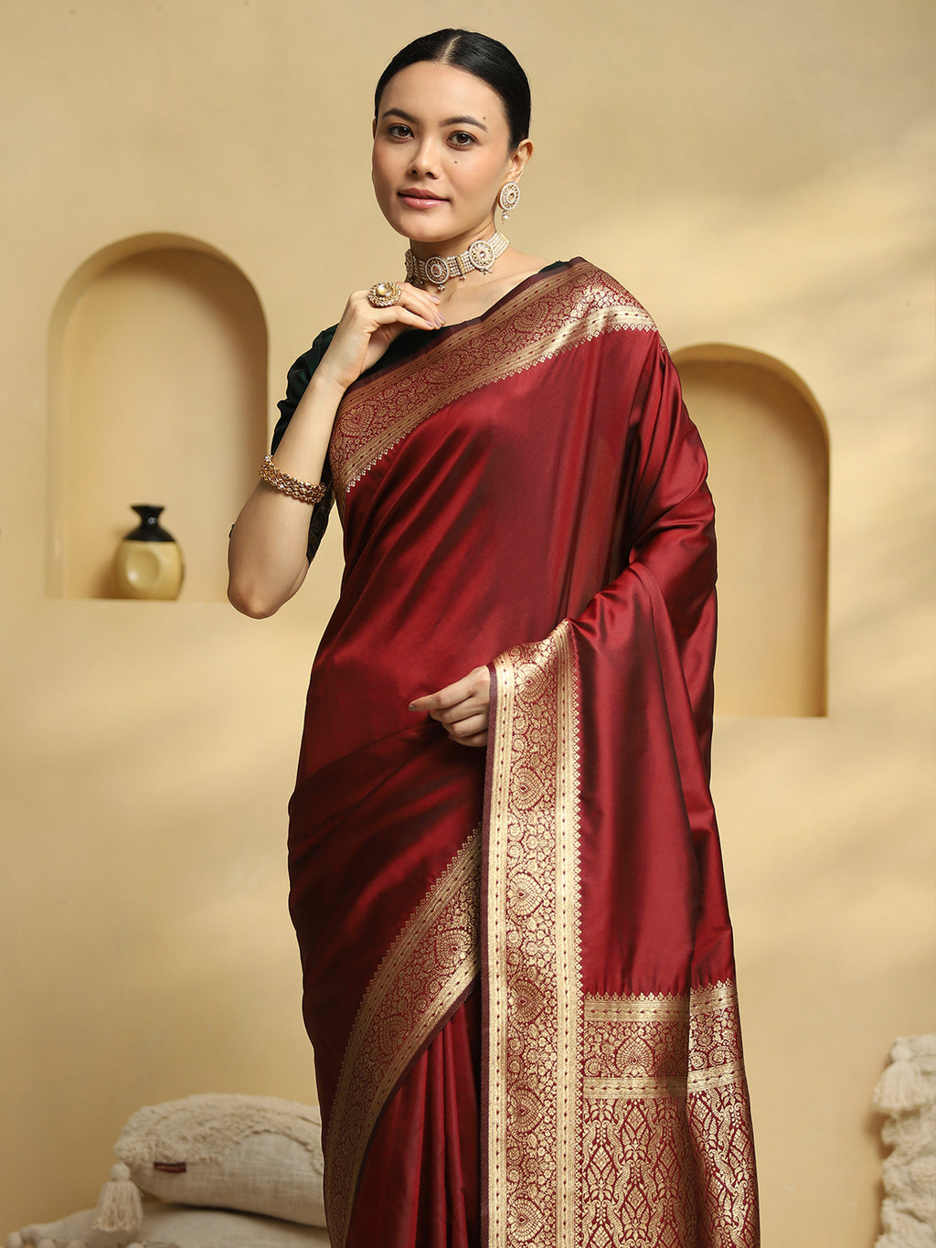 soft silk maroon woven design designer saree with blouse piece 32pakhi3201