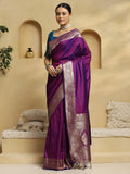 soft silk purple woven design designer saree with blouse piece 32pakhi3206
