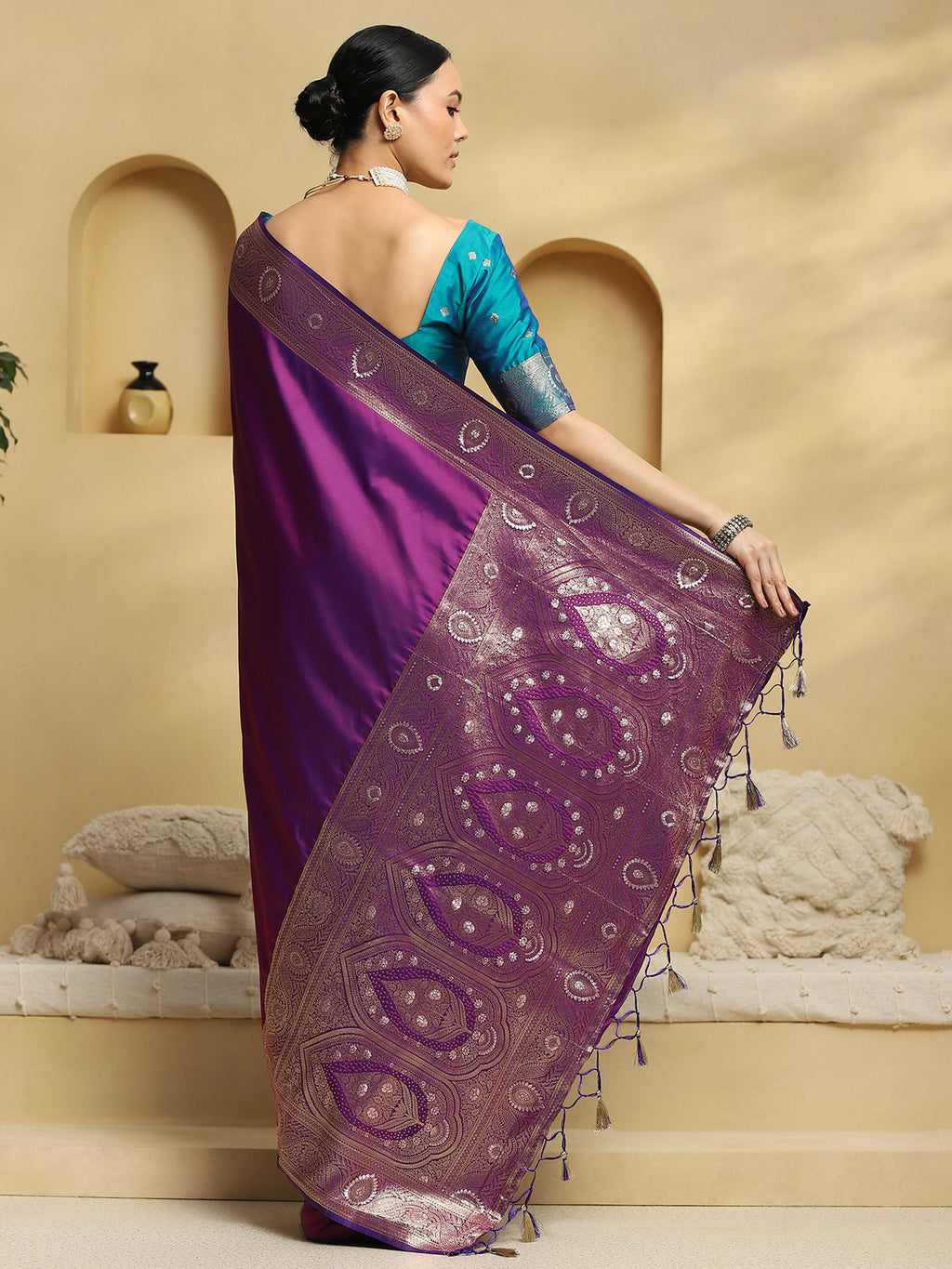 soft silk purple woven design designer saree with blouse piece 32pakhi3206