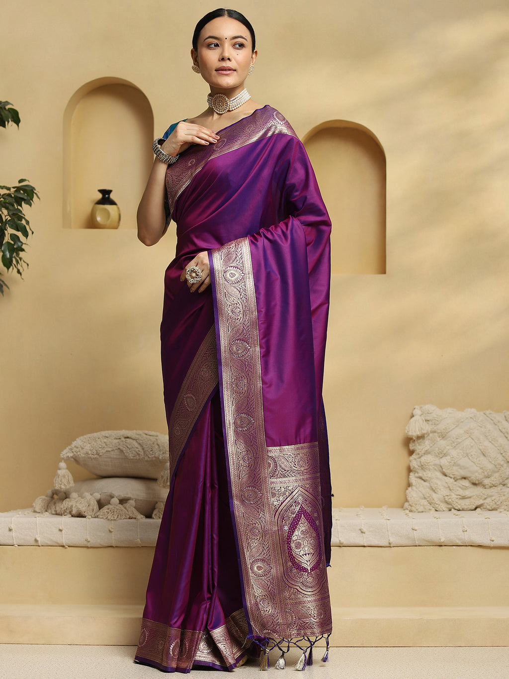 soft silk purple woven design designer saree with blouse piece 32pakhi3206