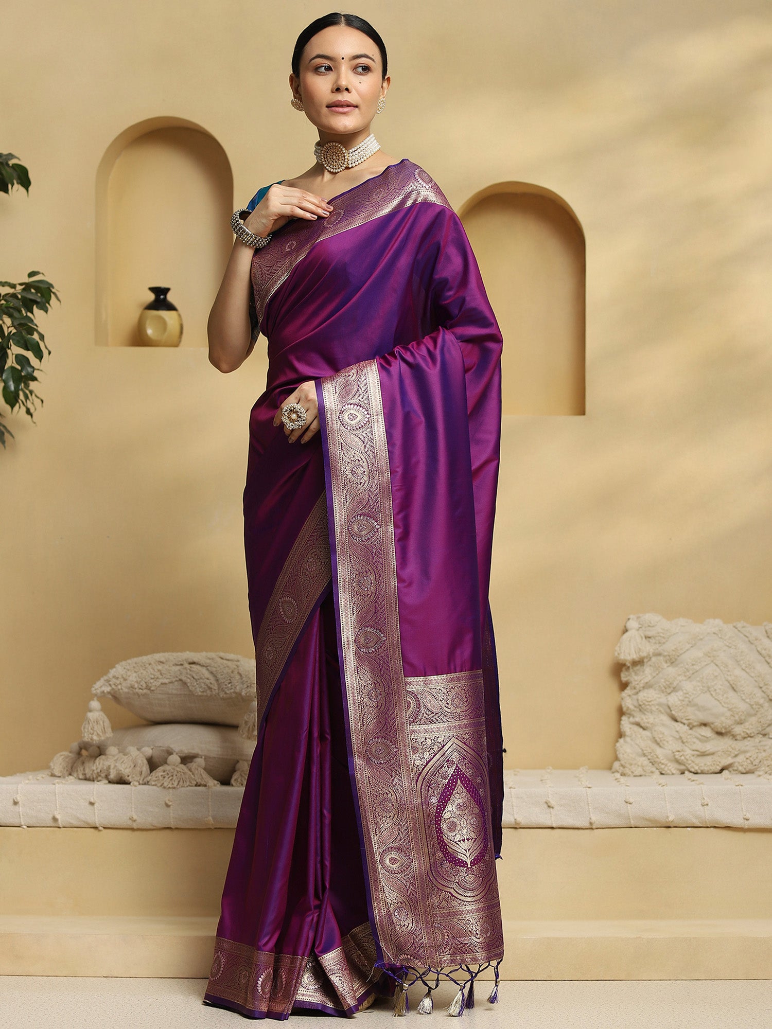 soft silk purple woven design designer saree with blouse piece 32pakhi3206