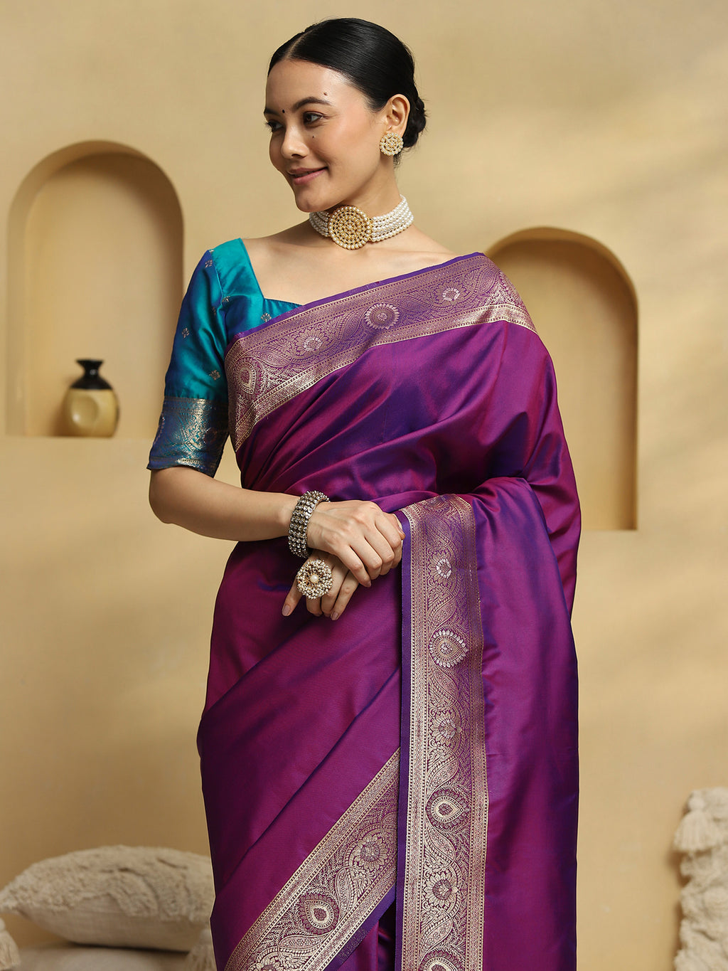 soft silk purple woven design designer saree with blouse piece 32pakhi3206