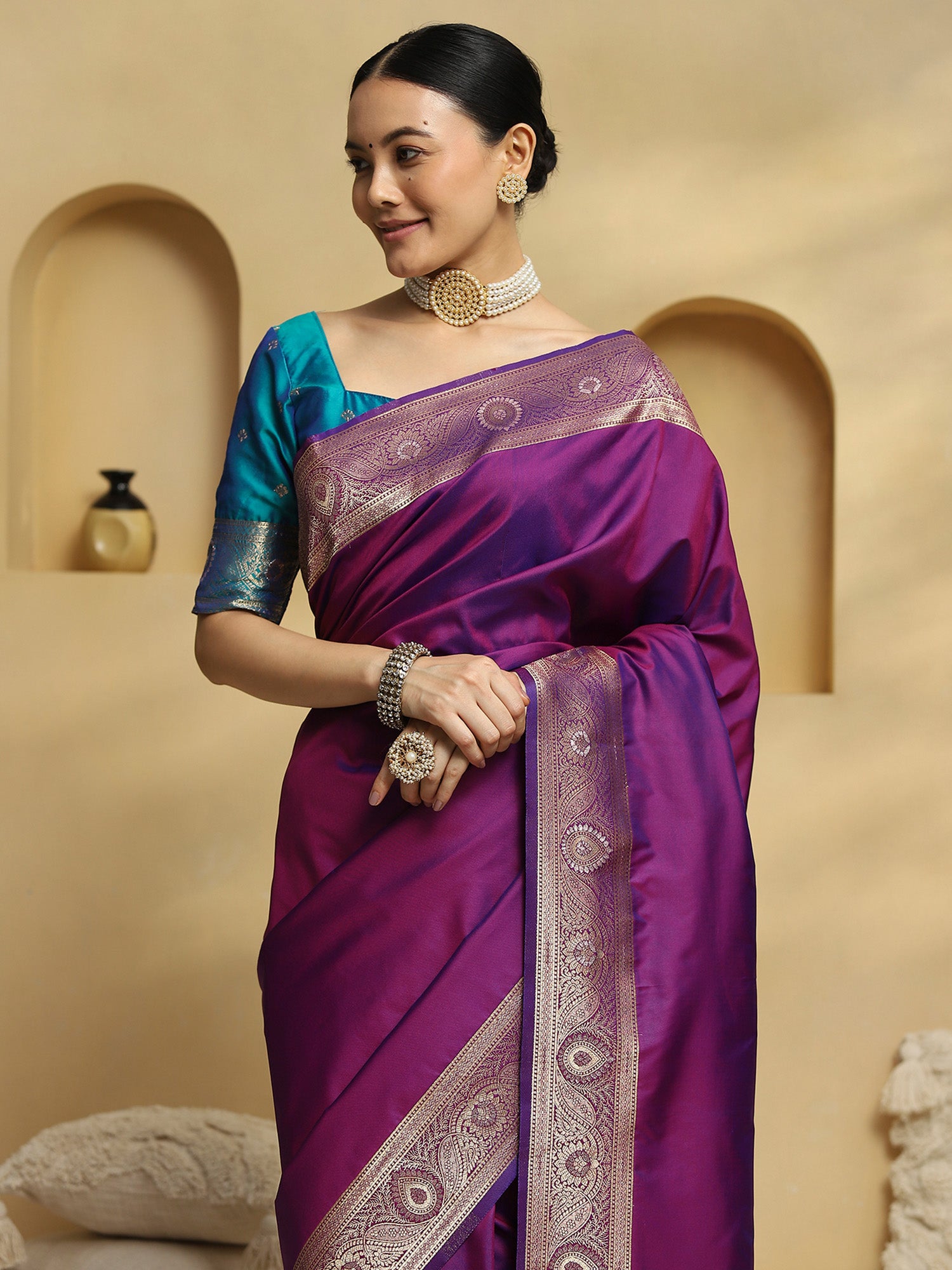 soft silk purple woven design designer saree with blouse piece 32pakhi3206