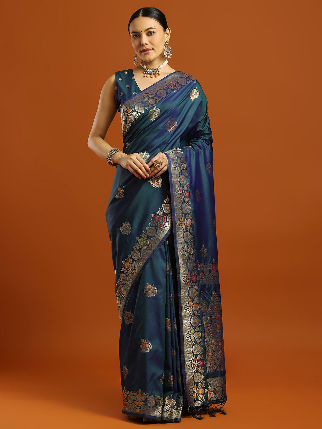 soft silk teal blue woven design designer saree with blouse piece 33pakhi3304
