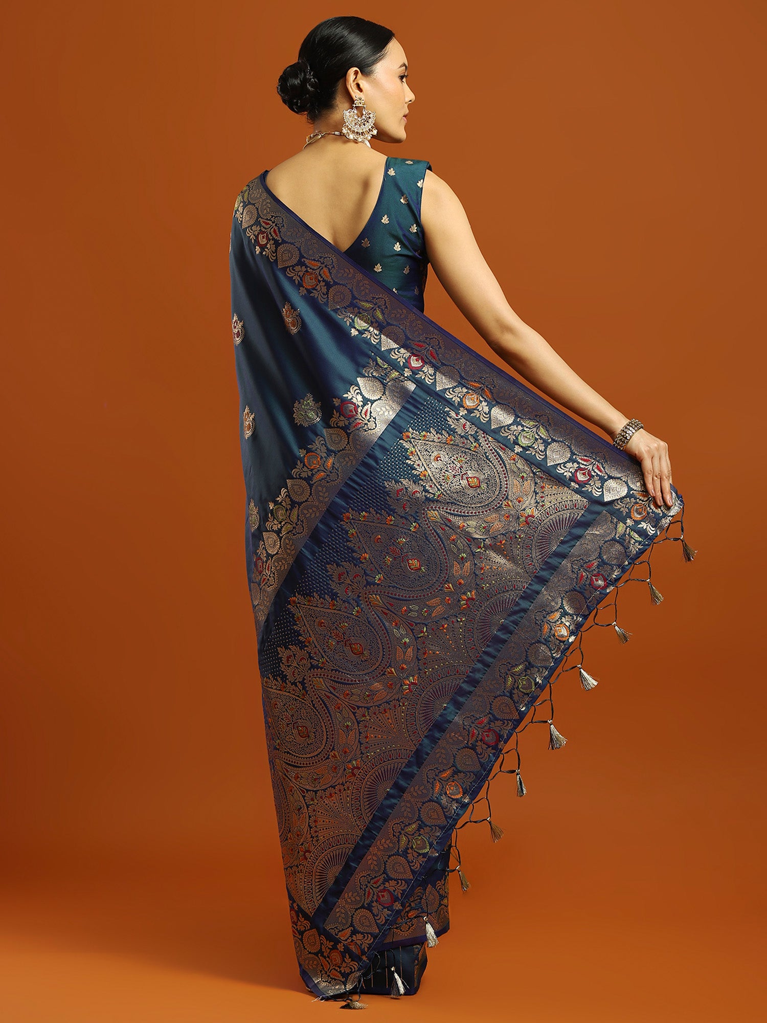 soft silk teal blue woven design designer saree with blouse piece 33pakhi3304
