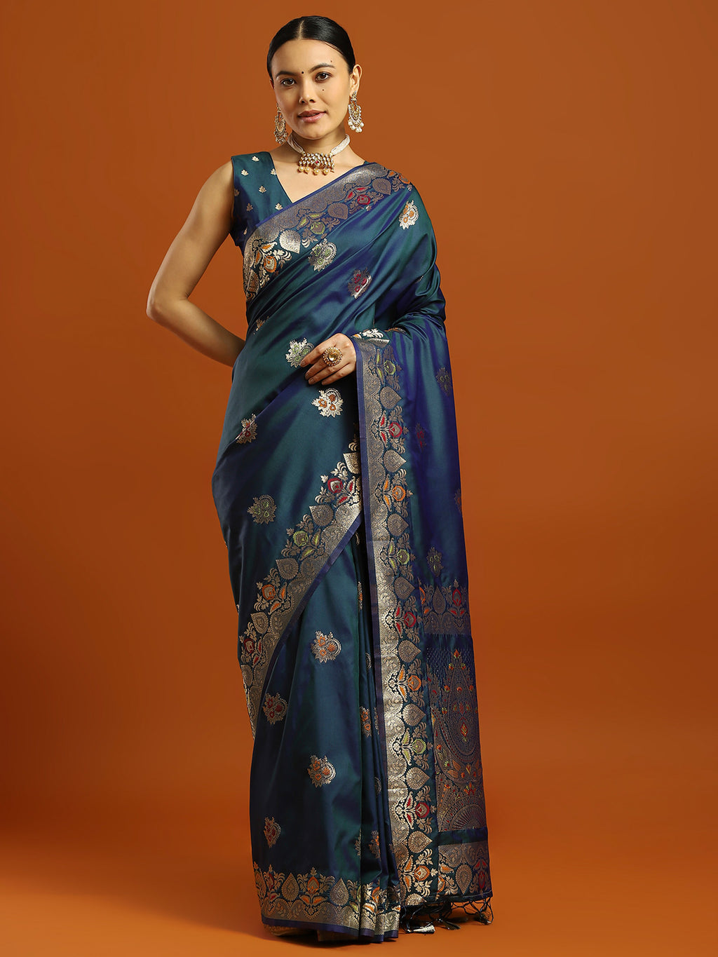 soft silk teal blue woven design designer saree with blouse piece 33pakhi3304