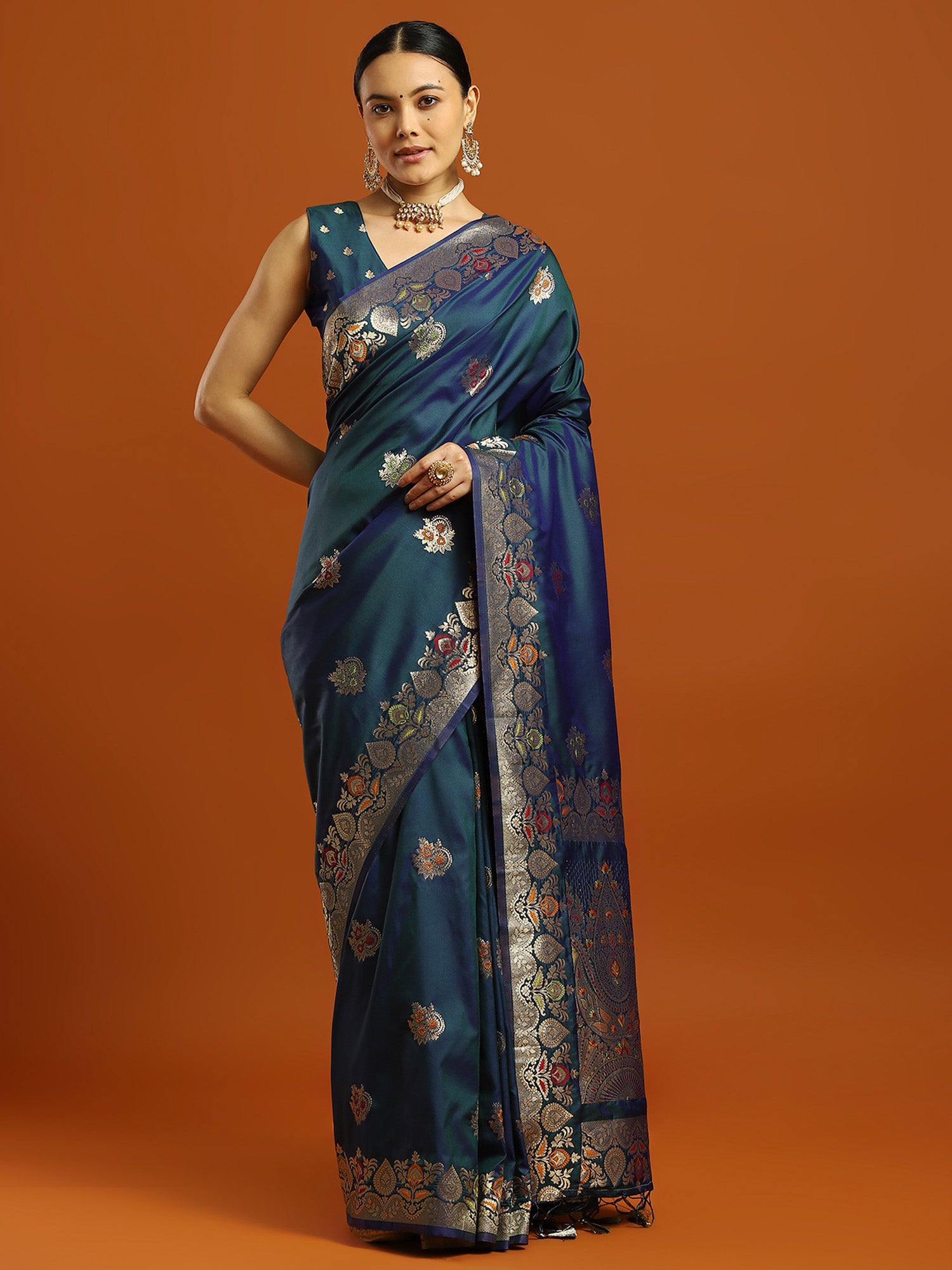 soft silk teal blue woven design designer saree with blouse piece 33pakhi3304