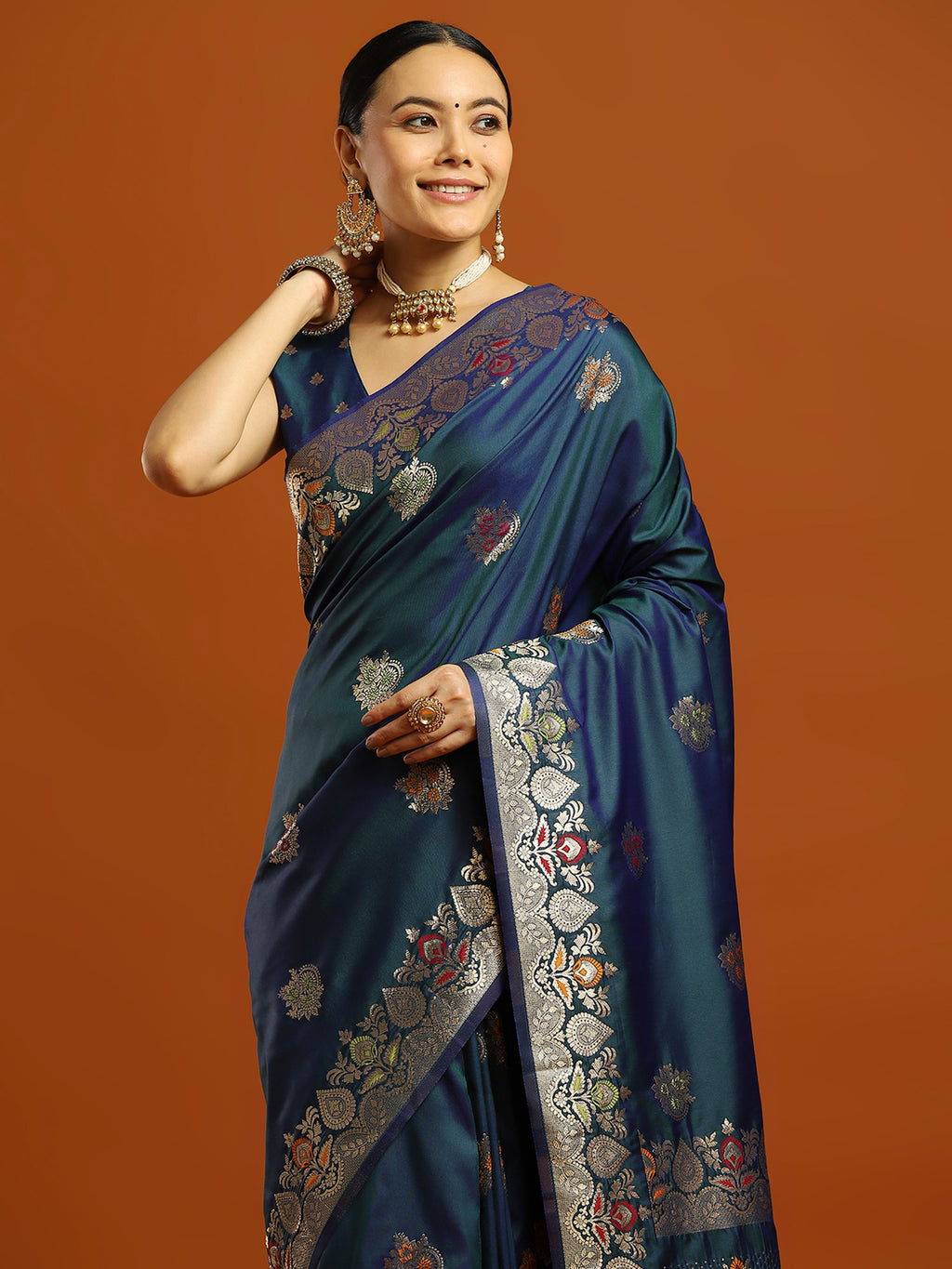 soft silk teal blue woven design designer saree with blouse piece 33pakhi3304