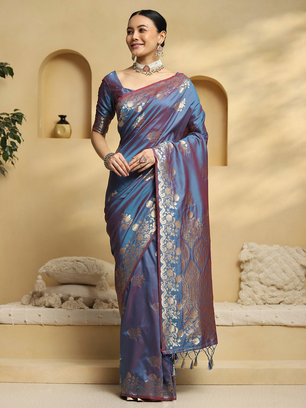 soft silk light blue woven design designer saree with blouse piece 33pakhi3306