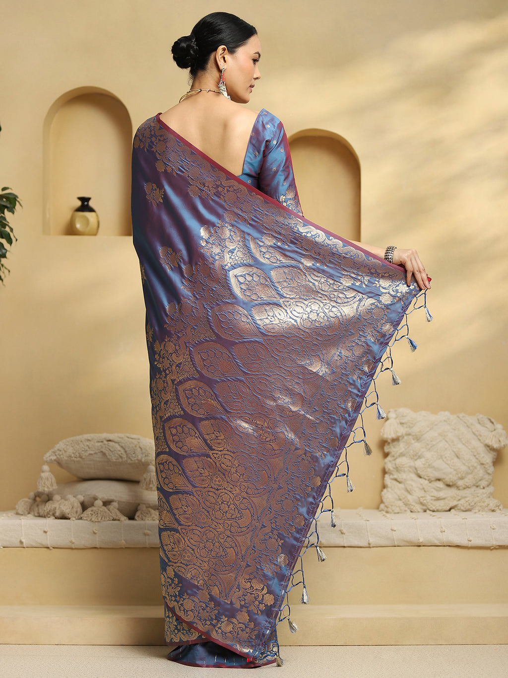 soft silk light blue woven design designer saree with blouse piece 33pakhi3306
