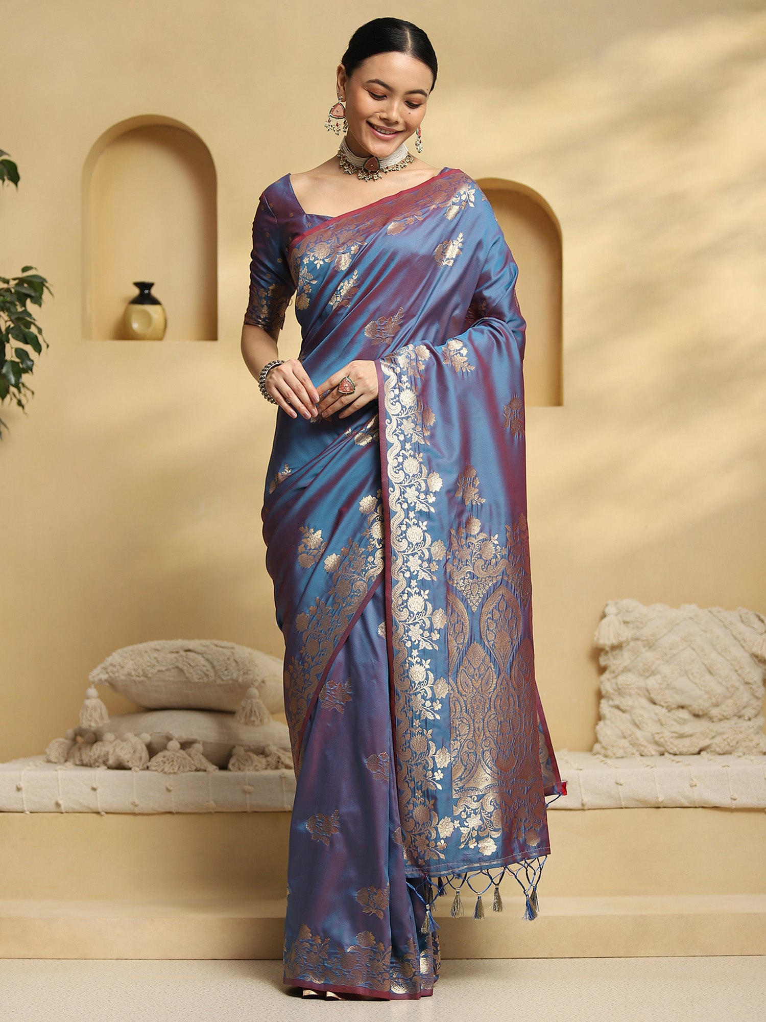 soft silk light blue woven design designer saree with blouse piece 33pakhi3306