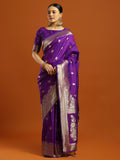 soft silk purple woven design designer saree with blouse piece 33pakhi3307