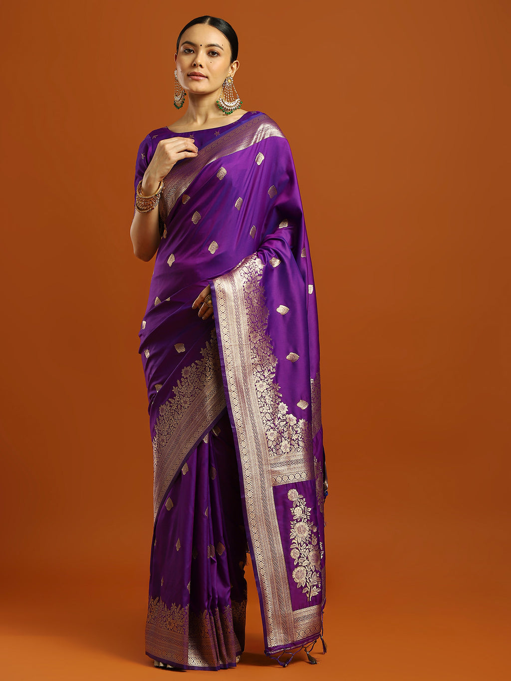soft silk purple woven design designer saree with blouse piece 33pakhi3307