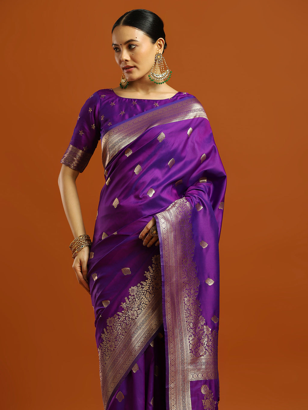 soft silk purple woven design designer saree with blouse piece 33pakhi3307