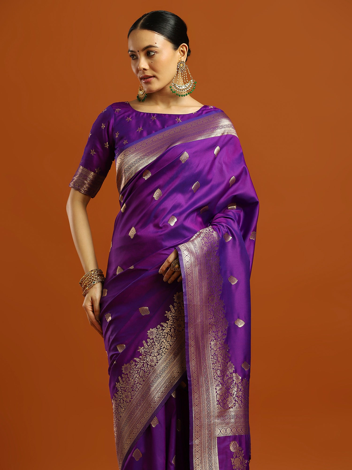 soft silk purple woven design designer saree with blouse piece 33pakhi3307