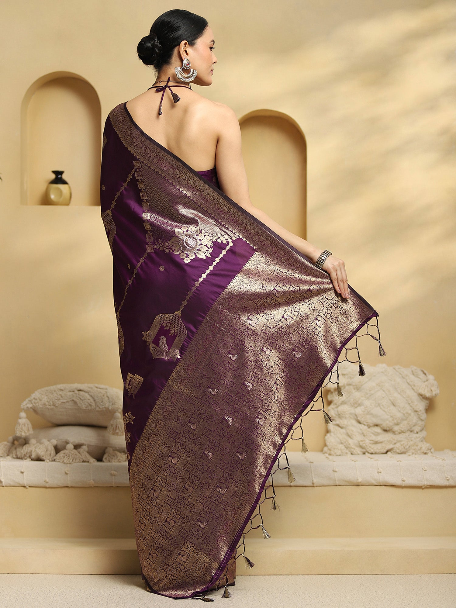 soft silk purple woven design designer saree with blouse piece 33pakhi3308