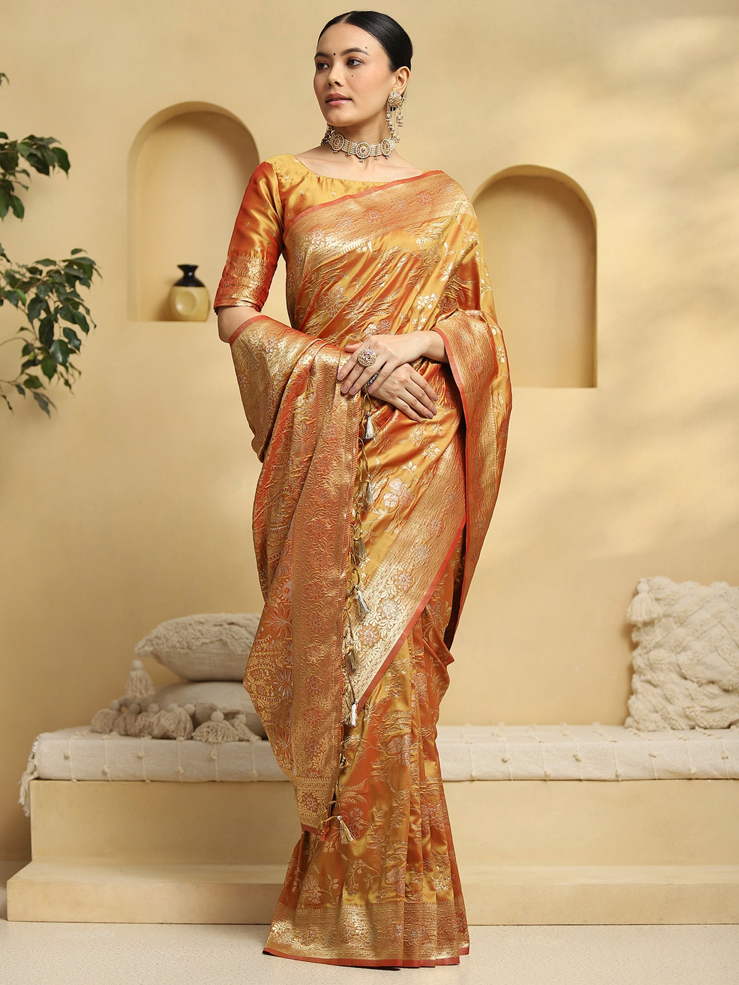 soft silk mustard woven design designer saree with blouse piece 34pakhi3401