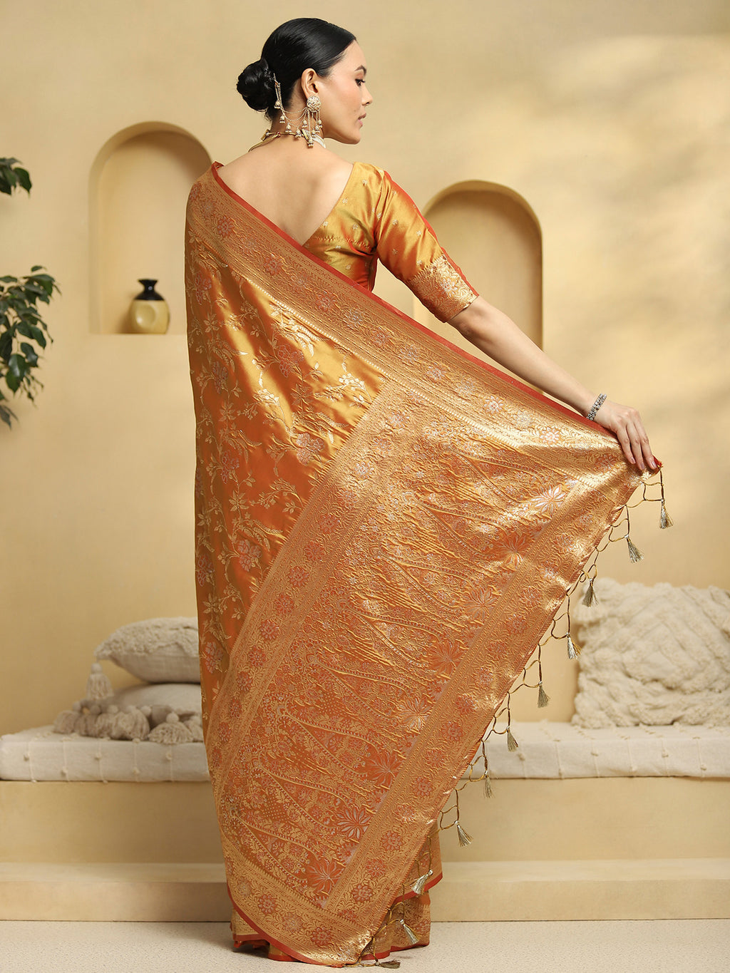 soft silk mustard woven design designer saree with blouse piece 34pakhi3401